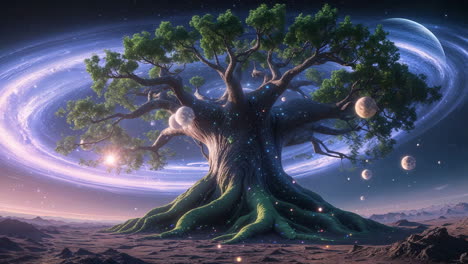 cosmic tree of life in a galactic landscape