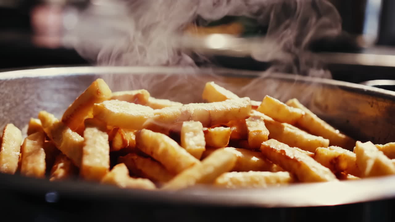 Friggere patatine fritte appena tagliate