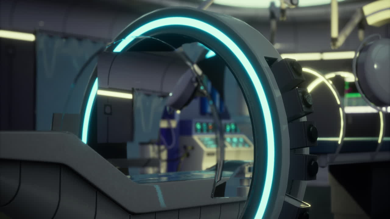 Futuristic medical imaging device in a high tech medical center