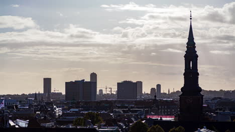 copenhagen skyline timelapse: towers &amp;amp; old town horizon