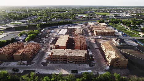 drone of urban architecture being built