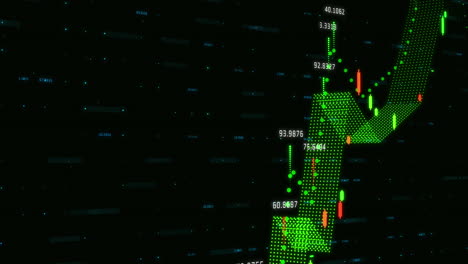 gráfico verde y números moviéndose contra un fondo negro