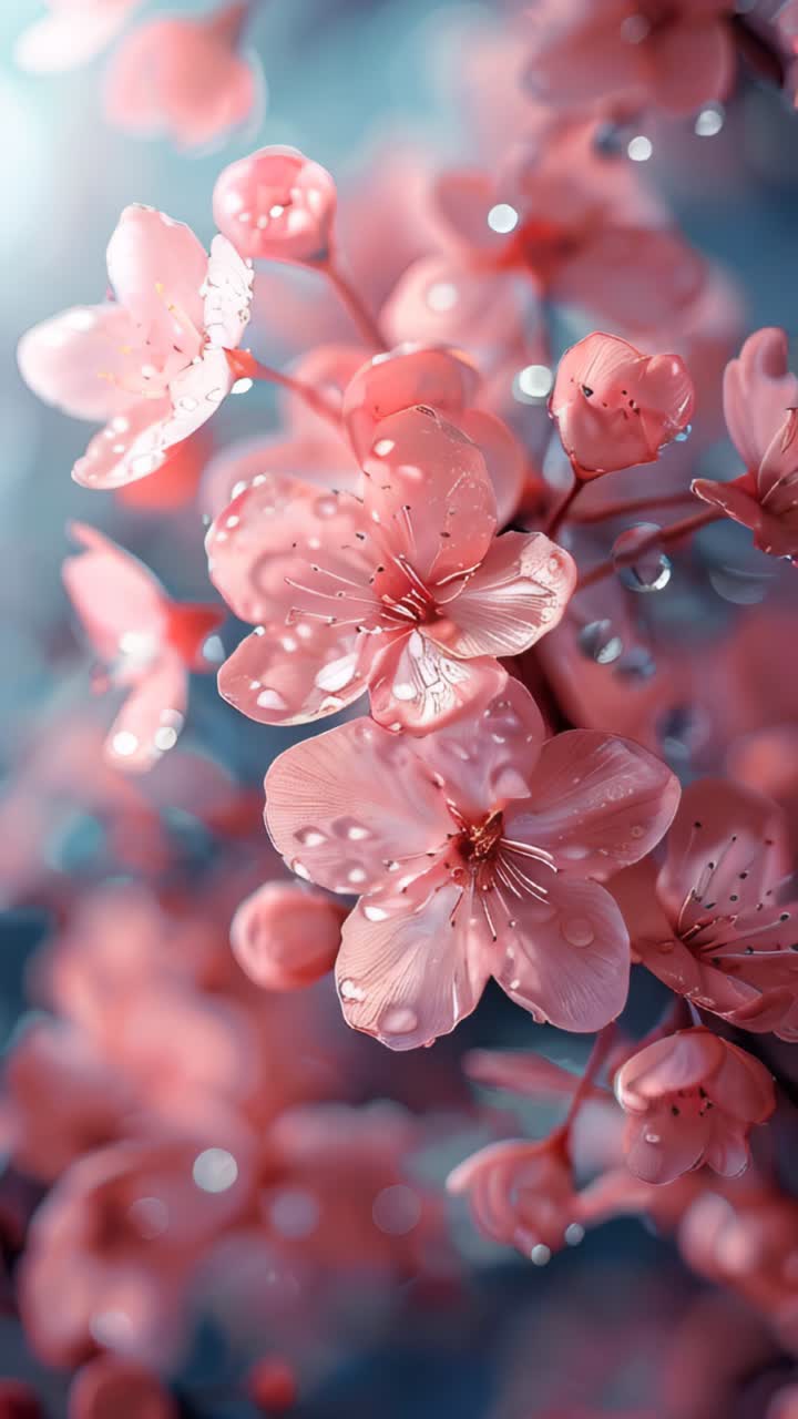 Spring flowers flying in the air pattern, pastel colors