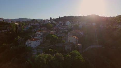 aerial: a small village in the mountains of samos, greece