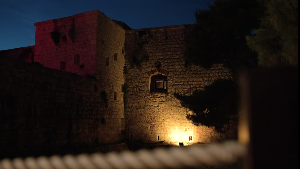 Ancient Stone Castle at Night