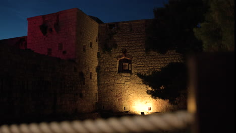 ancient stone castle at night
