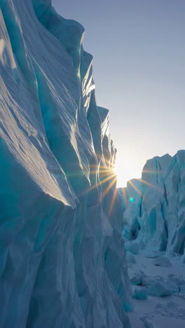 sunburst over a majestic glacier landscape