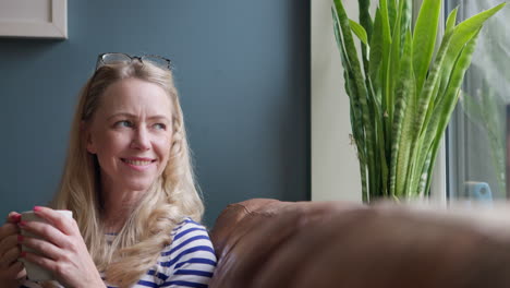 woman drinking coffee at home