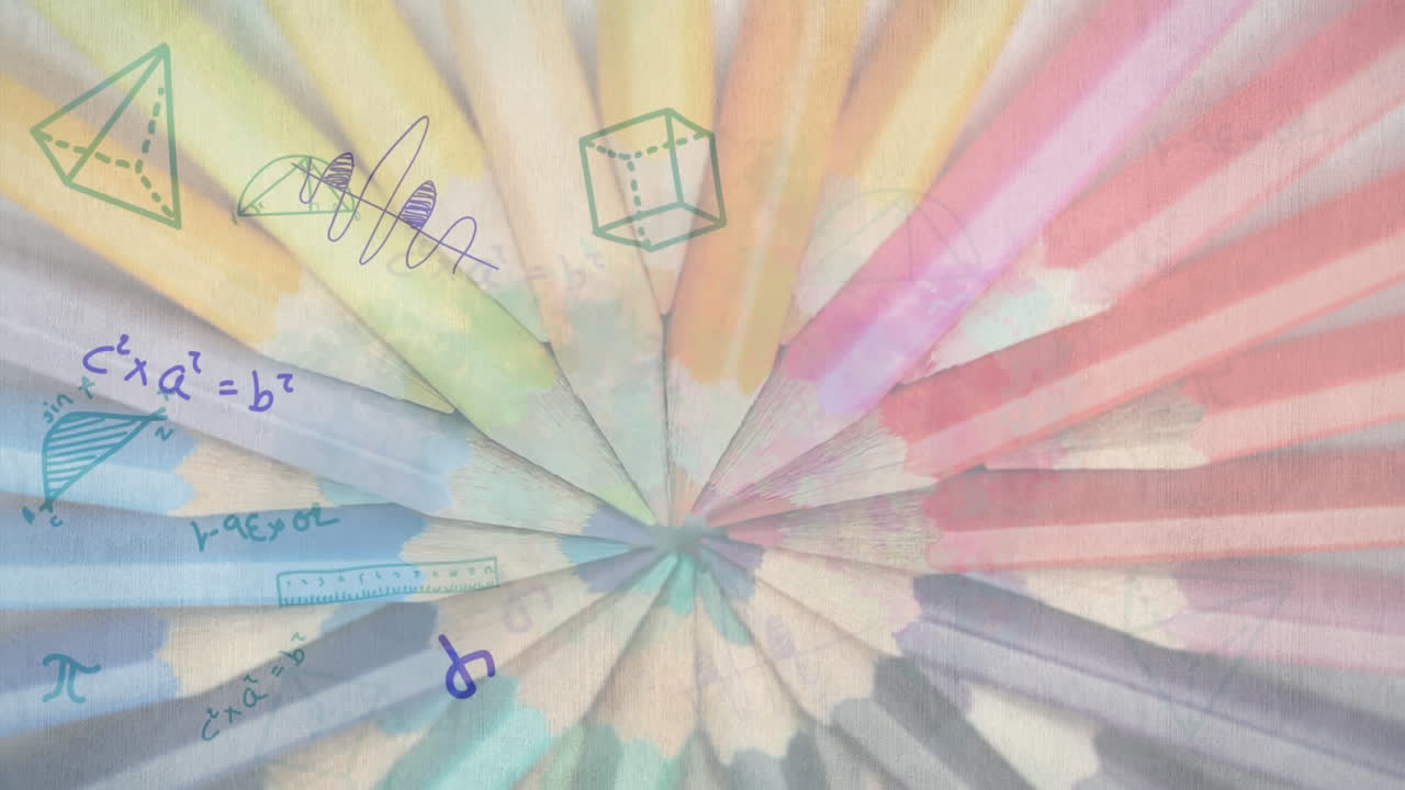 여러 색의 연필이 회전하는 것에 대한 수학적 방정식