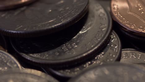 close up macro view of us coins with lighting