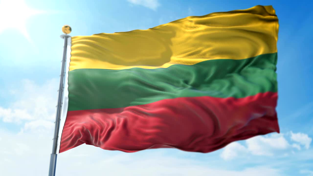 bandera de lituania bucle sin costuras vídeo de renderización 3d. hermoso bucle de tela textil agitando