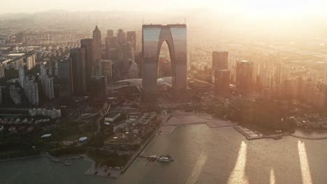 cbd buildings by jinji lake in suzhou, china.