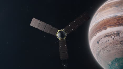 Sonda-Espacial-Juno-Sobrevolando-Júpiter-Y-Dirigiéndose-Hacia-La-Luna-De-Ganímedes