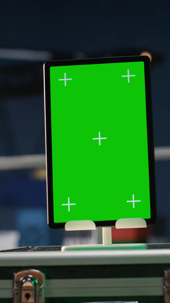 Video verticale. App per tablet su schermo verde che valuta i rischi per la sicurezza energetica e una piattaforma petrolifera.