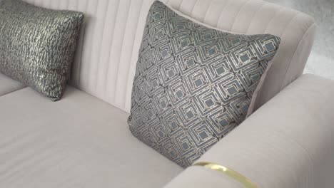 closeup of a modern couch with throw pillows