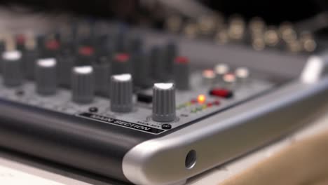 Close-up of an audio mixer