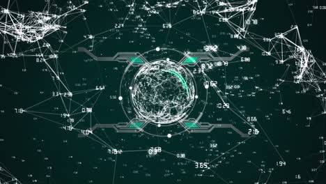 animación del globo a través de la red de conexiones y procesamiento de datos