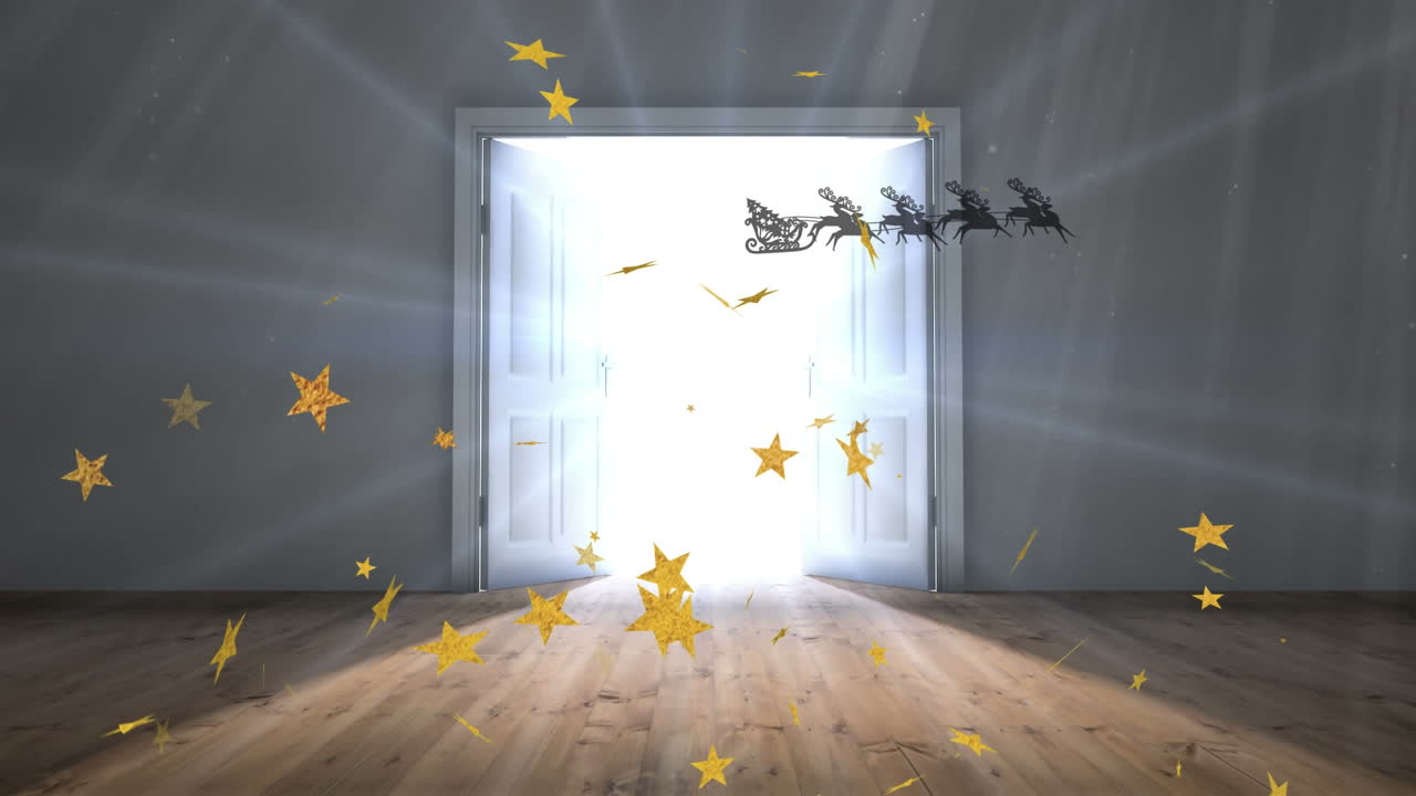 문 위 에 사 ⁇  이 있는  ⁇ 매 에 있는 별 과 산타클로스 의 애니메이션