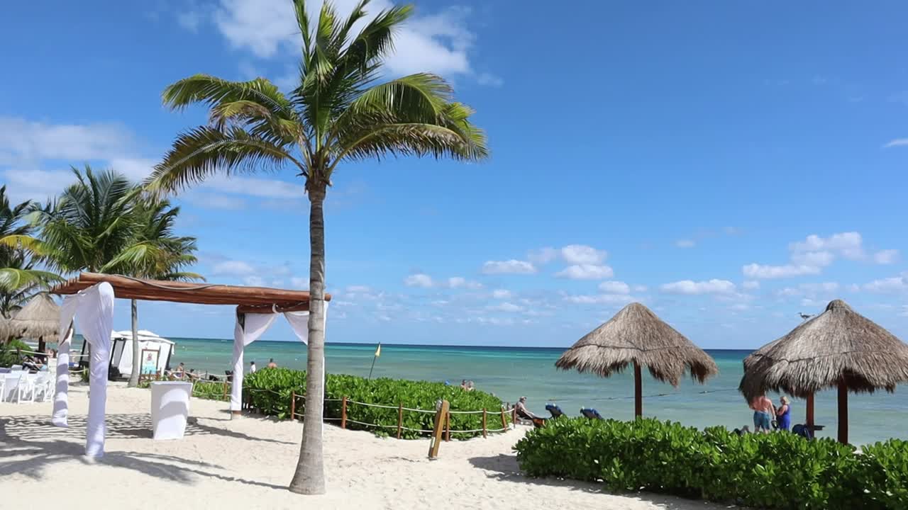 Outdoor tropical beach wedding arch in beautiful Playa del Carmen, Riviera Maya Mexico.