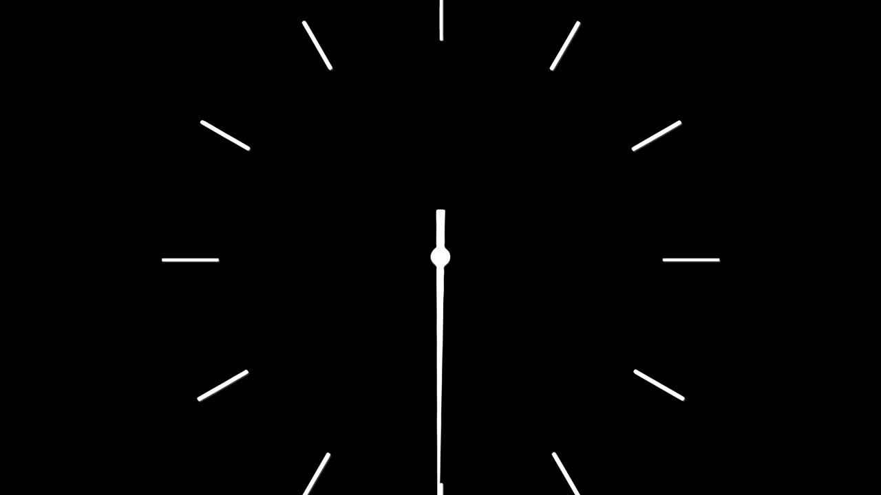 4K clock spinning, watch animation on black screen