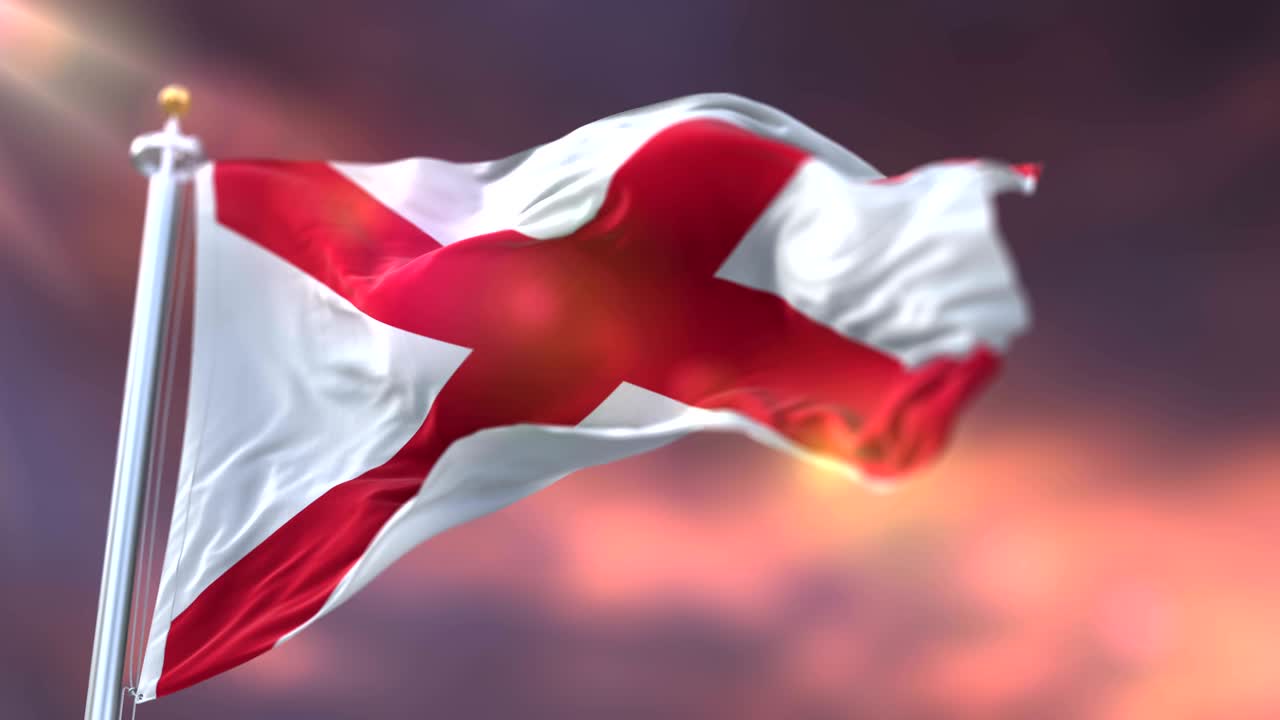 미국 앨라배마 주 국기, 해가 지면 흔들리는 - 루프