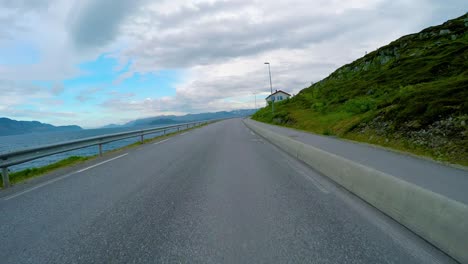 driving a car on a road in norway