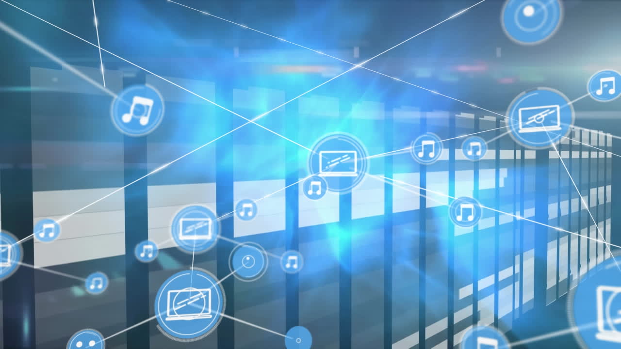 카우카스 인 네트워크를 통해 아이콘과 연결 네트워크의 애니메이션 bauble 아이콘