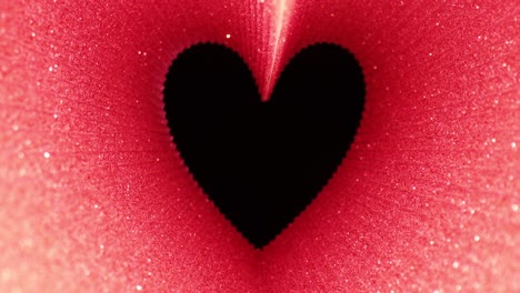 brillo rosado en forma de corazón marco de movimiento en fondo negro, concepto de día de san valentín