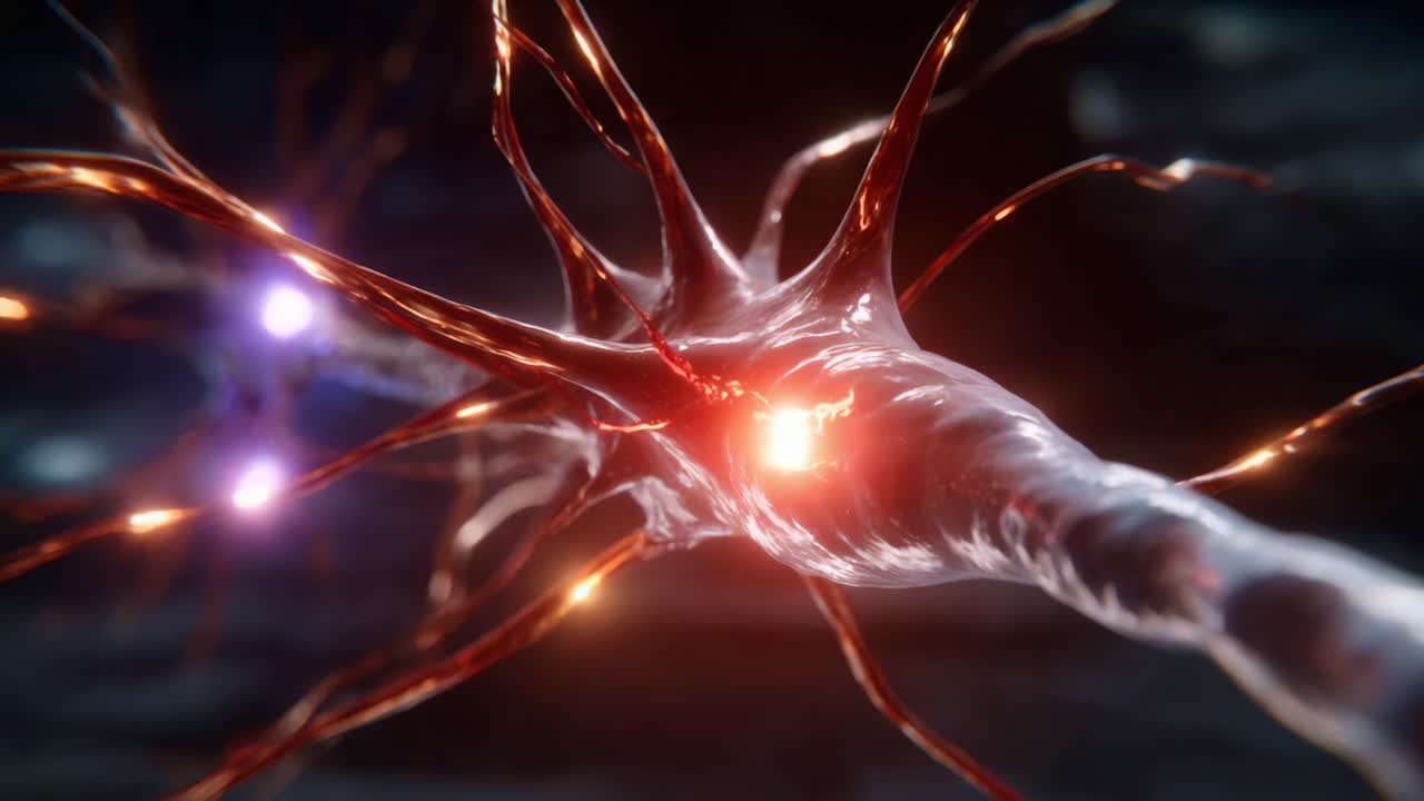 An Up-Close Look at a Neuron: Exploring the Intricate Structure and Function of Nerve Cells Through Two Frames Capturing Their Electric Activity