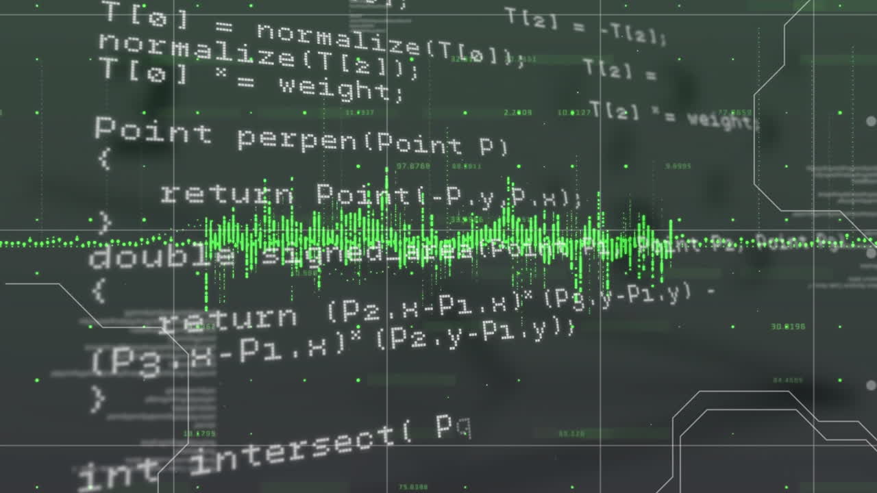 어두운 배경에서 데이터 처리의 애니메이션