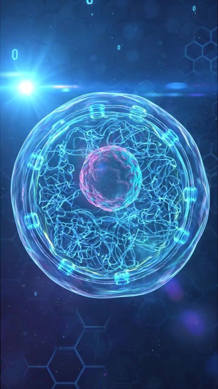 Rendering olografico 3D della struttura microscopica della membrana cellulare
