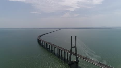 ponte vasco da gama, lisbon, portugal 4k aerial view