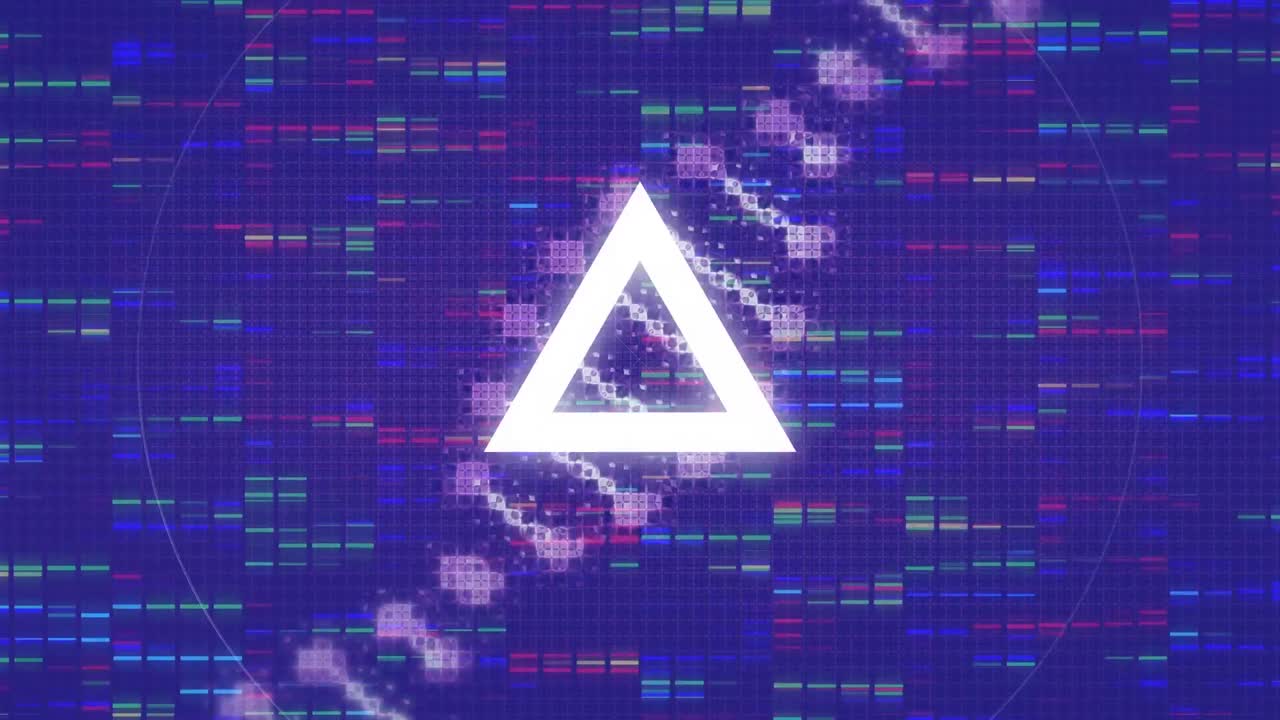 Animation of data processing and dna strand over blue background