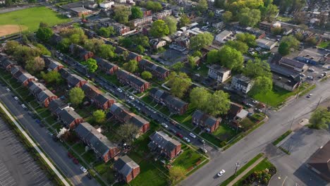 neighborhood houses in suburb of harrisburg city and susquehanna river in background