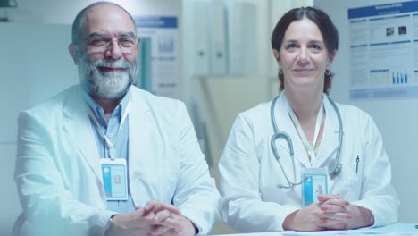 two doctors in a hospital conference room