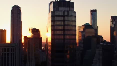 new york city skyline at sunrise/sunset