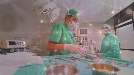 animation of connections over team of diverse surgeons during operation