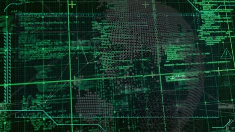 animazione di grafici finanziari e elaborazione dei dati in spazio digitale verde e nero