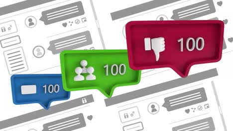 iconos con un número creciente en las redes sociales