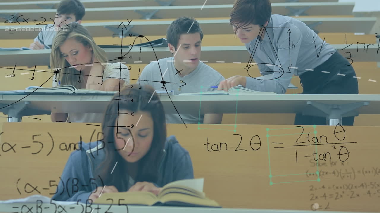 수업 시간에 공부하는 학생들