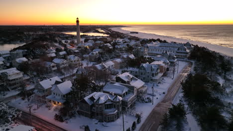 seaside resort town and lighthouse