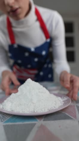 woman baking with flour