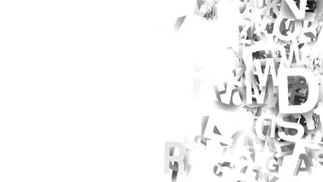 a collection of letters slow moving randomly on an isolated white background