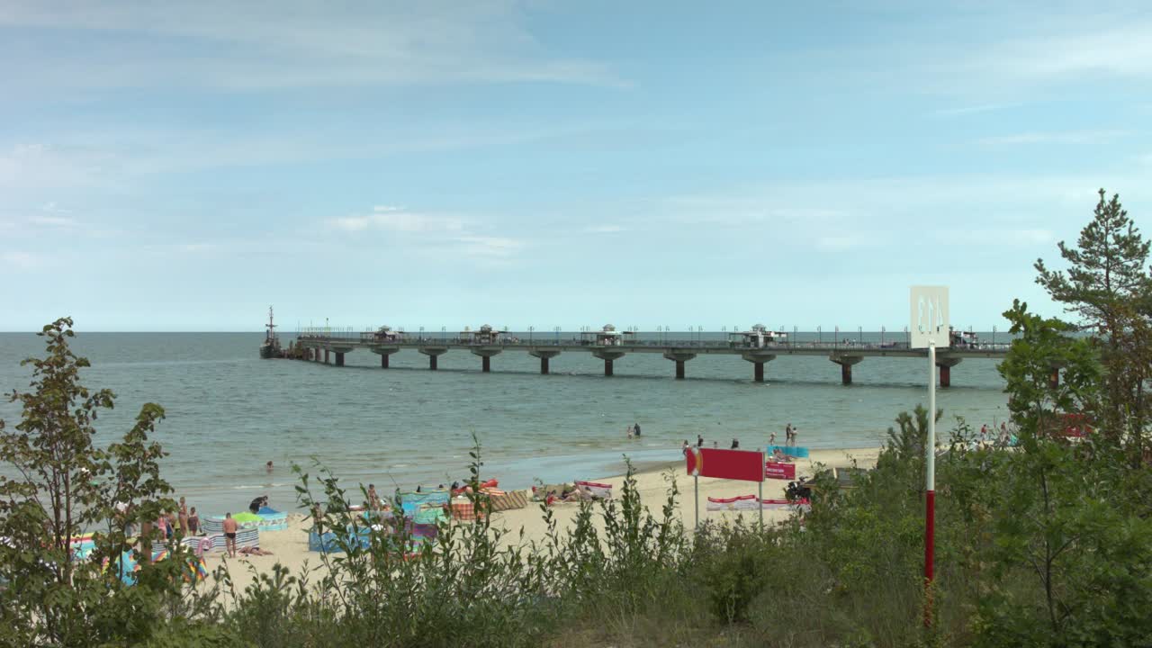 Beach and Pier on the coast of the Baltic Sea, Miedzyzdroje, Poland