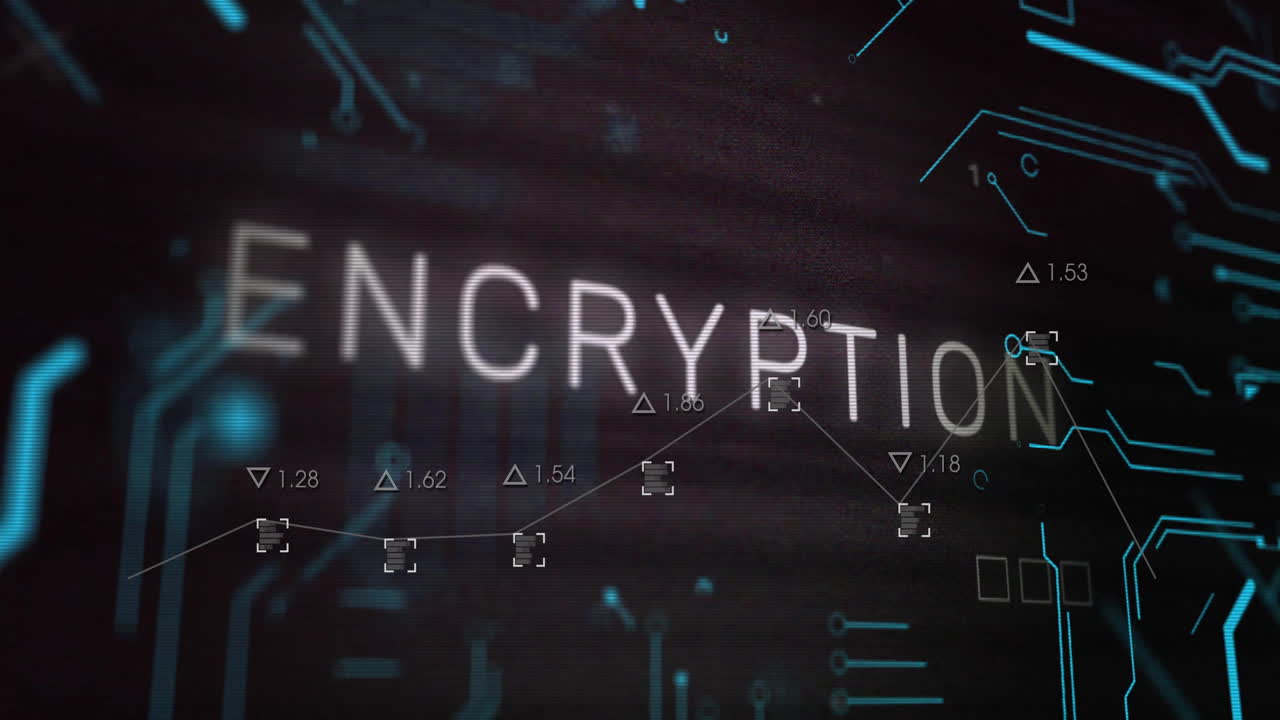 데이터와 연결된 네트워크를 통해 암호화 텍스트의 애니메이션