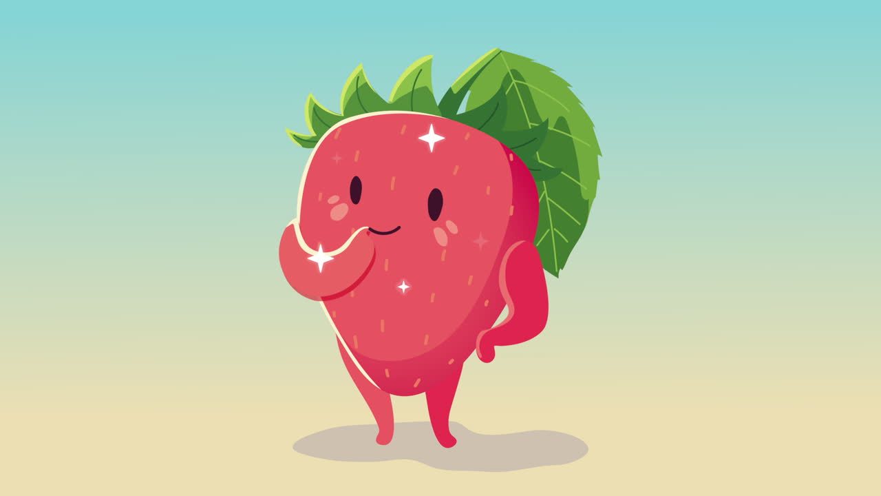 딸기 과일 캐릭터 애니메이션