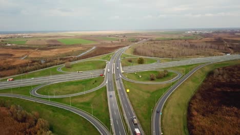 beautiful aerial top view of highway interchange