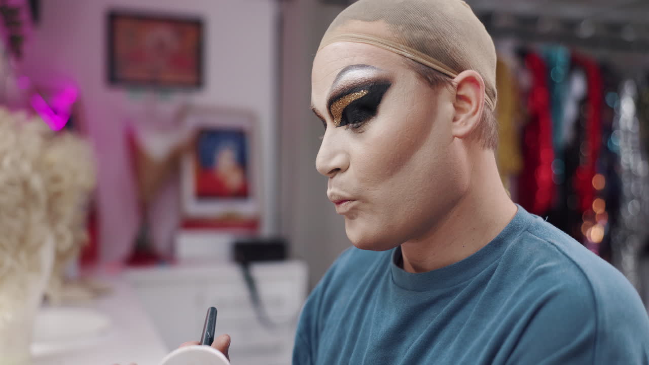 Drag Queen Applying Makeup