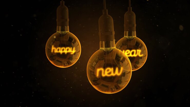 Happy new year lamps loop 4k