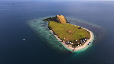 aerial shot of kenawa island paradise in sumbawa, indonesia